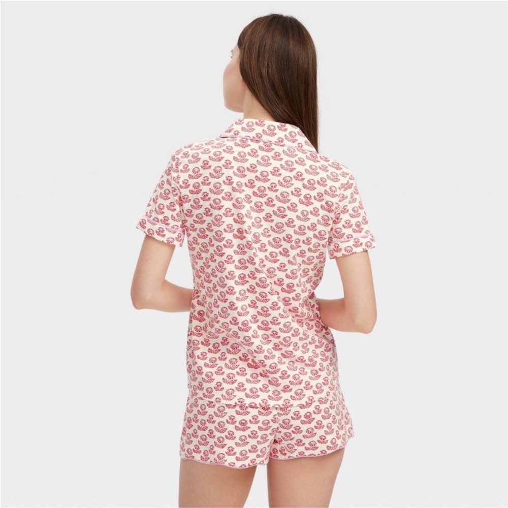 XS - roller rabbit x target women’s floral short sleeve pajama red/pink - Picture 4 of 8